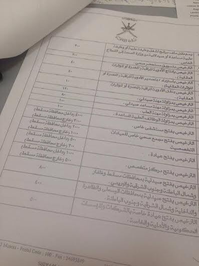 تحديد رسوم الخدمات لوزارة الصحة