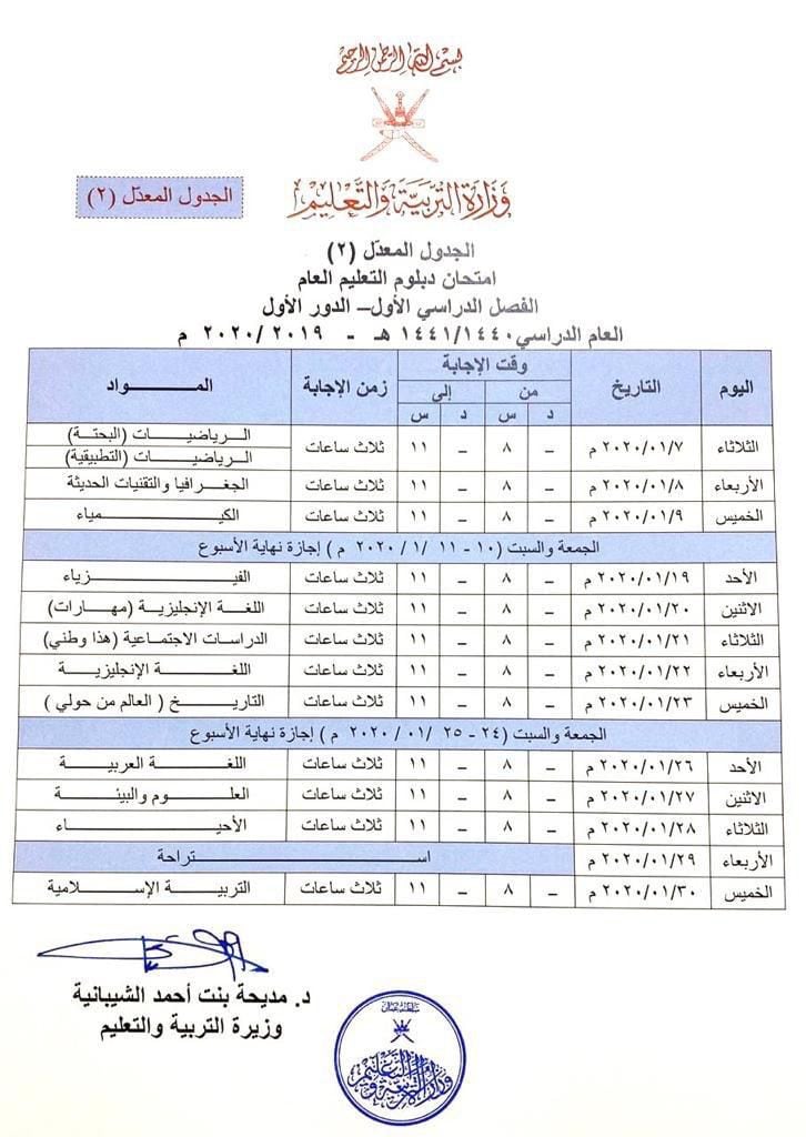 التربية تصدر التعديل الجديد في امتحانات دبلوم التعليم العام