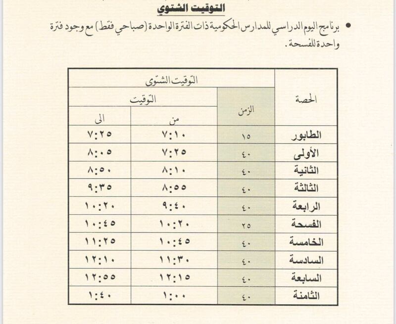 في تعميم متداول: اعتماد البرنامج الدراسي للعام 2022/2021