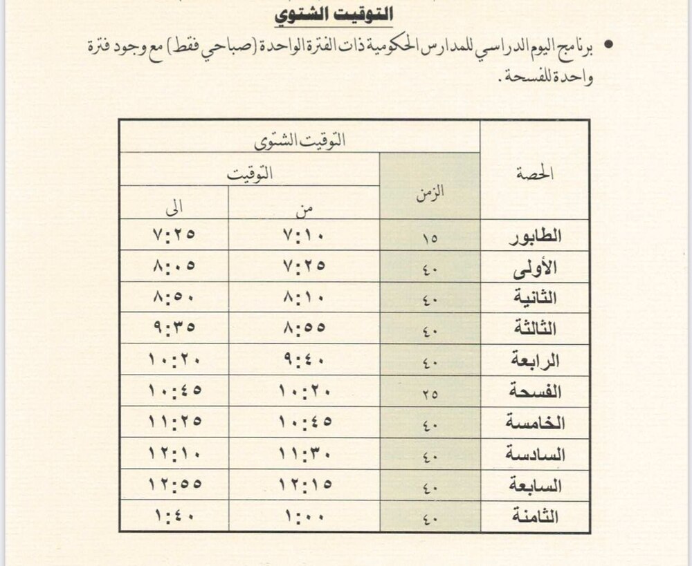 في تعميم متداول: اعتماد البرنامج الدراسي للعام 2022/2021