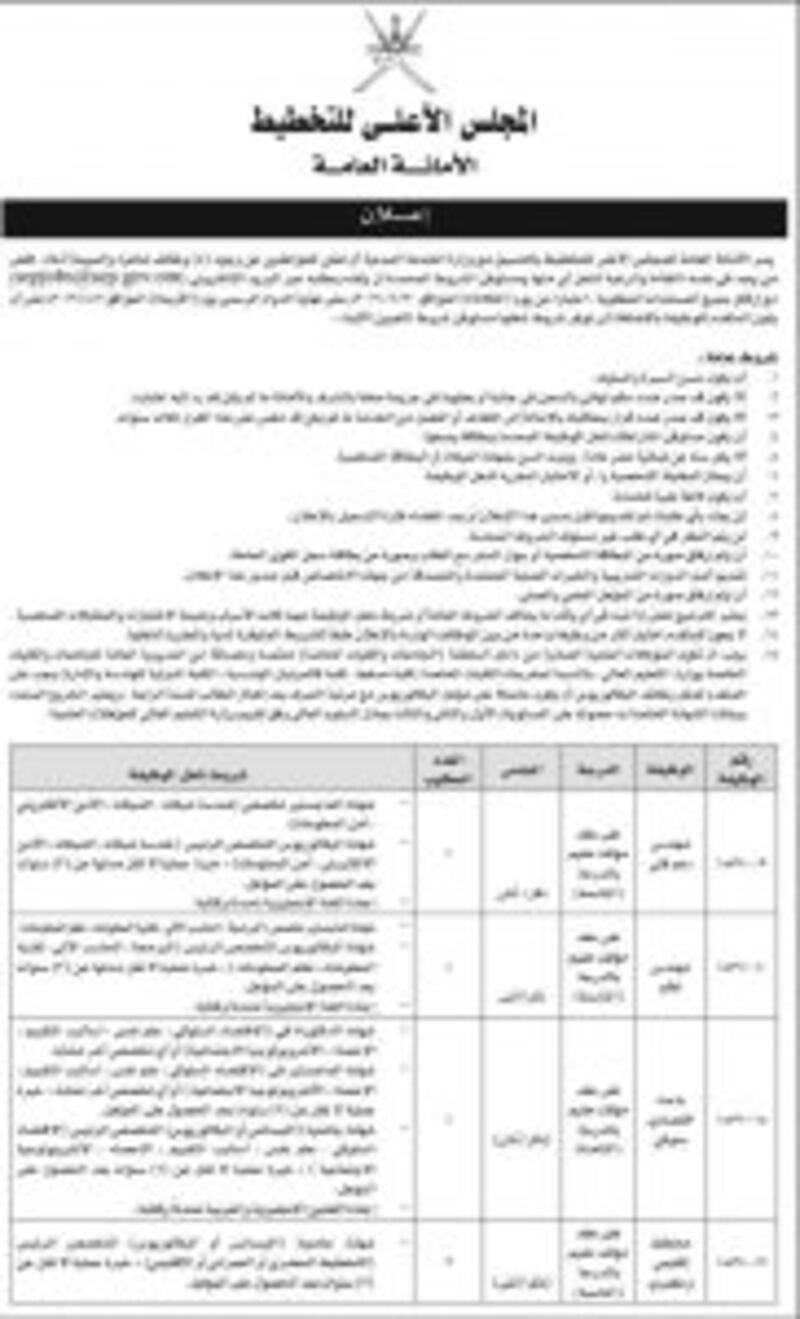 المجلس الأعلى للتخطيط يعلن عن مجموعة وظائف