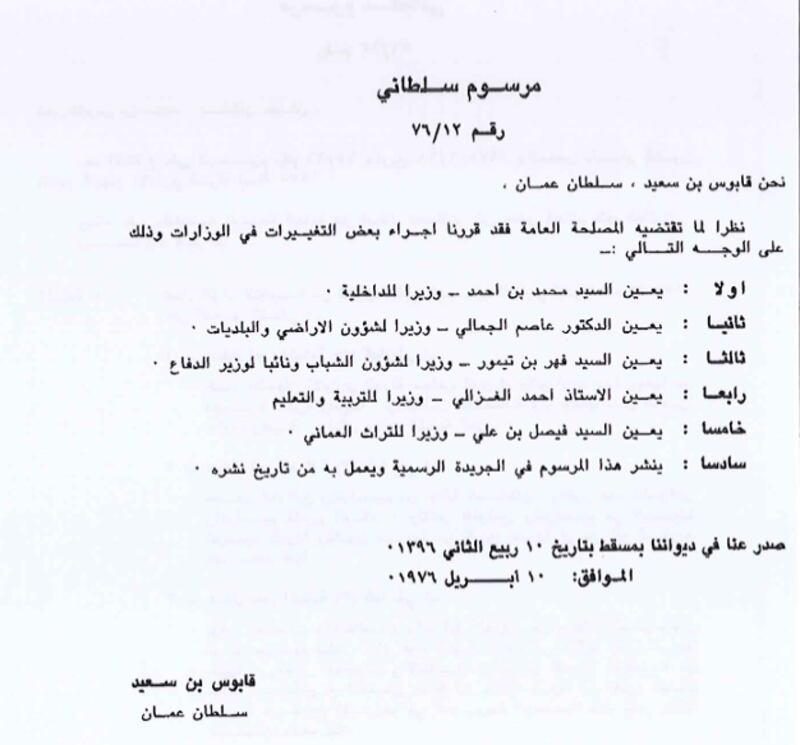 المرسوم السلطاني رقم ١٢ / ٧٦