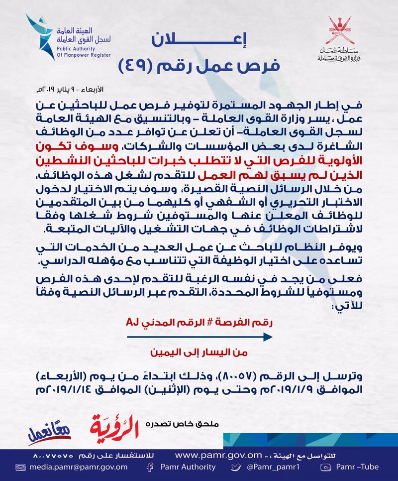 في ملحق جديد: الإعلان عن أكثر من 100 فرصة عمل