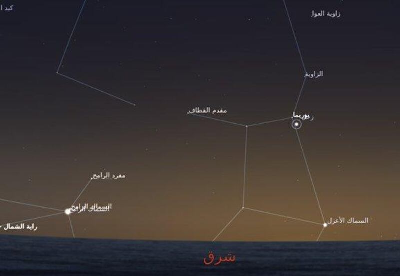 نجيم الأحيمر مؤقِّت للبحارة وعلامة على أجواء باردة