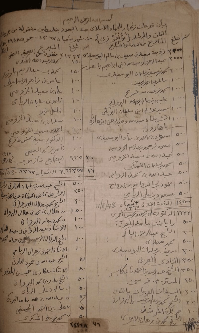 العُمانيون لم ولن ينسوها: نماذج من تفاعلهم مع القضية الفلسطينية منذ ثلاثينيات القرن الماضي