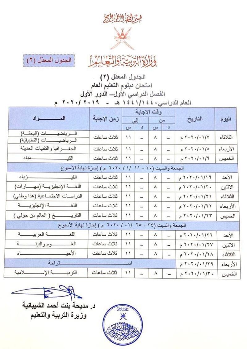 التربية تصدر التعديل الجديد في امتحانات دبلوم التعليم العام