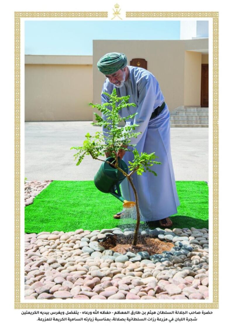 بالصور: جلالة السلطان يغرس شجرة اللبان