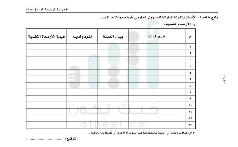 بالإضافة والحذف.. تعديلات في نموذج إقرار الذمة المالية للمسؤول الحكومي