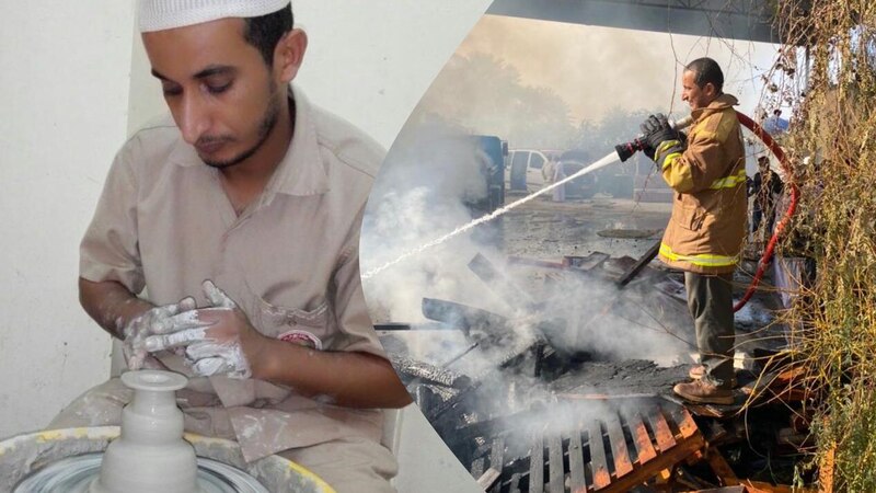شاب عُماني يجمع بين الطين لصناعة الفخار والماء لإطفاء الحرائق
