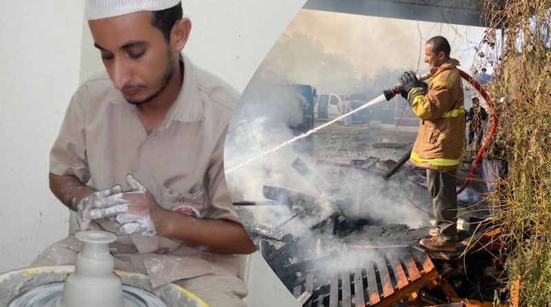 شاب عُماني يجمع بين الطين لصناعة الفخار والماء لإطفاء الحرائق