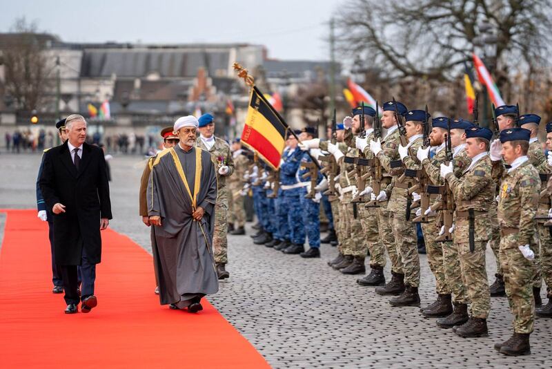 مراسم استقبال رسمية لسلطاننا المعظم في القصر الملكي ببروكسل
