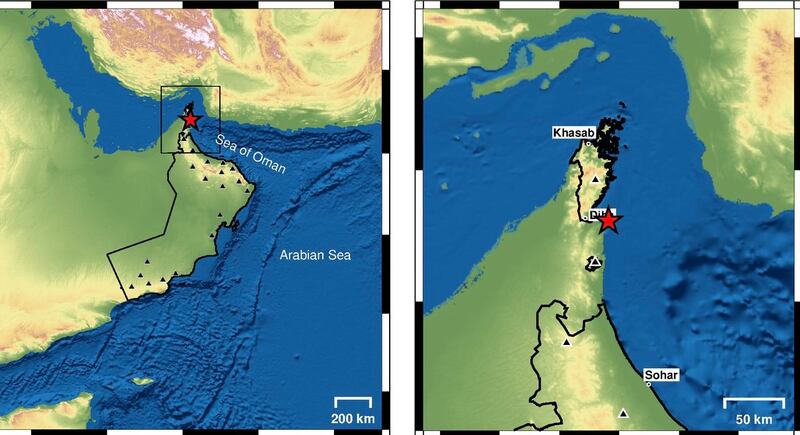 زلزال يبعد عن دبا 19 كم