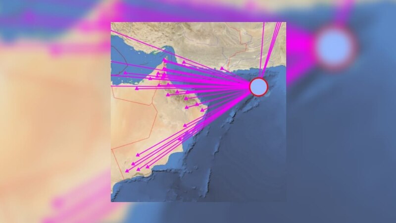 رصد زلزال يبعد عن مسقط 580كم