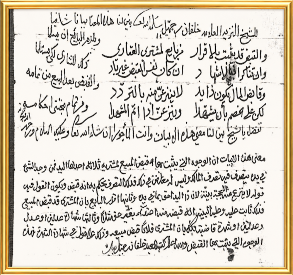 جانب من إحدى المراسلات الفقهية التي كانت ترده