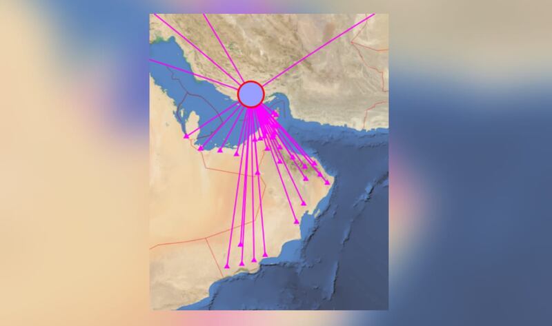 زلزال يبعد عن مسندم 200 كم